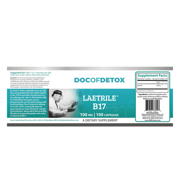 Vitamin B17 Laetrile Capsules 100mg - Natural Amygdalin Supplement